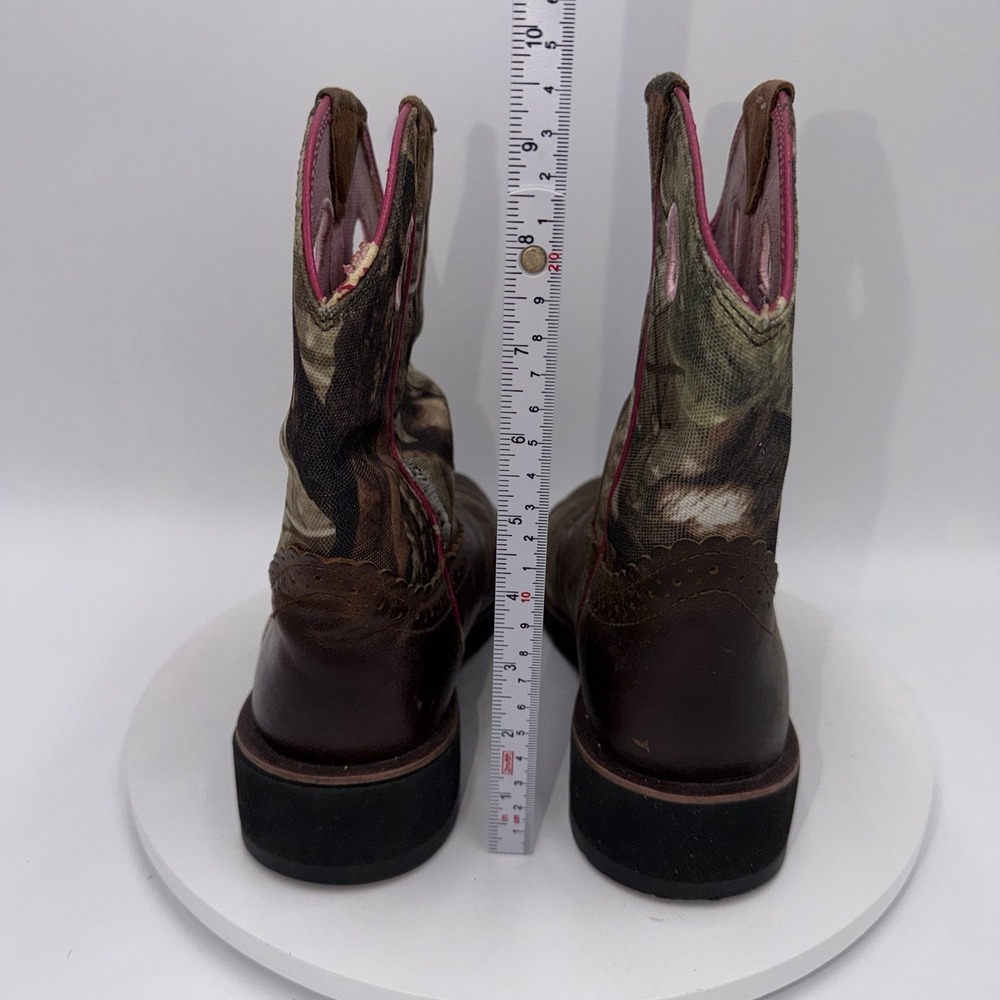 Ariat Fatbaby Pink Brown Leather Camo Cowgirl Boot Rodeo Western Womens Size 8.5 - Picture 4 of 9
